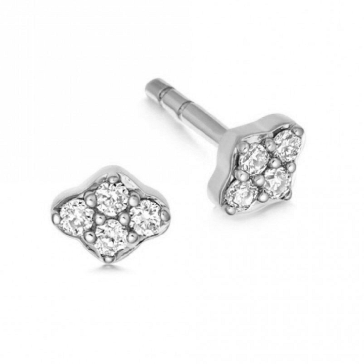 Pair of 925 Sterling Silver Small Diamond Shaped White CZ Gem Minimal Earrings - Pierced Universe