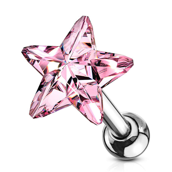 Surgical Steel Pink Star Helix Barbell - Pierced Universe